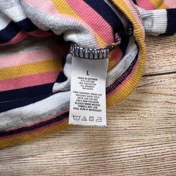 Aeropostale Multi-Color Striped Ribbed Long Sleeve Top Boatneck Large - Picture 7 of 11